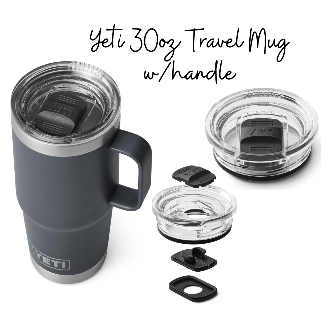 REAL YETI 30 Oz. Travel Mug With Stronghold Lid Laser Engraved Black Stainless  Steel Yeti Rambler Vacuum Insulated YETI 